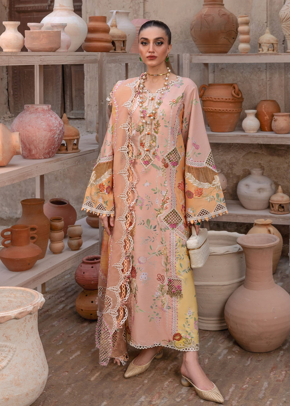 Crimson | Tasawar 25 | BONJOUR AND BLOOM - D4B XS Peach Pink Organza