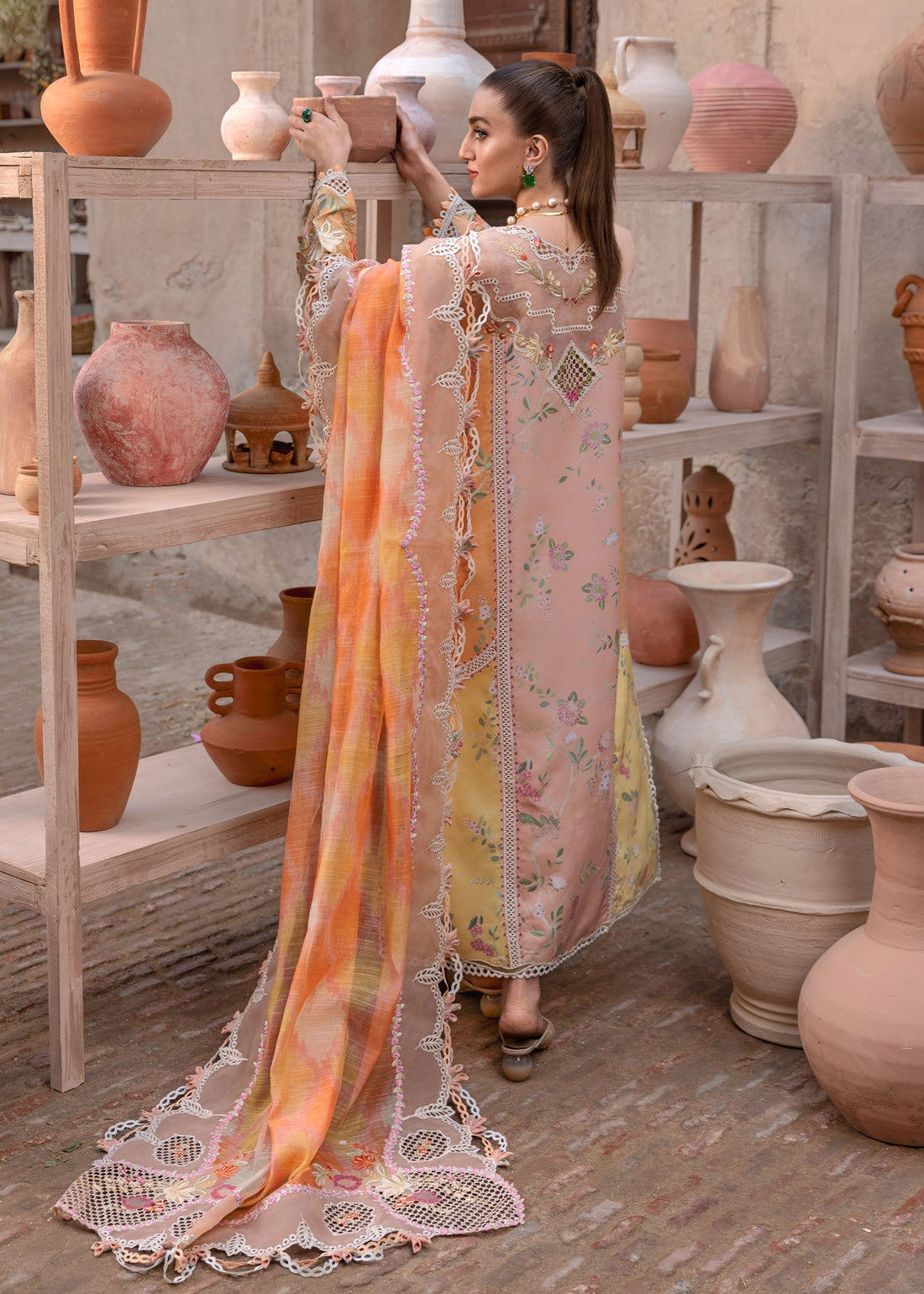 Crimson | Tasawar 25 | BONJOUR AND BLOOM - D4B XS Peach Pink Organza