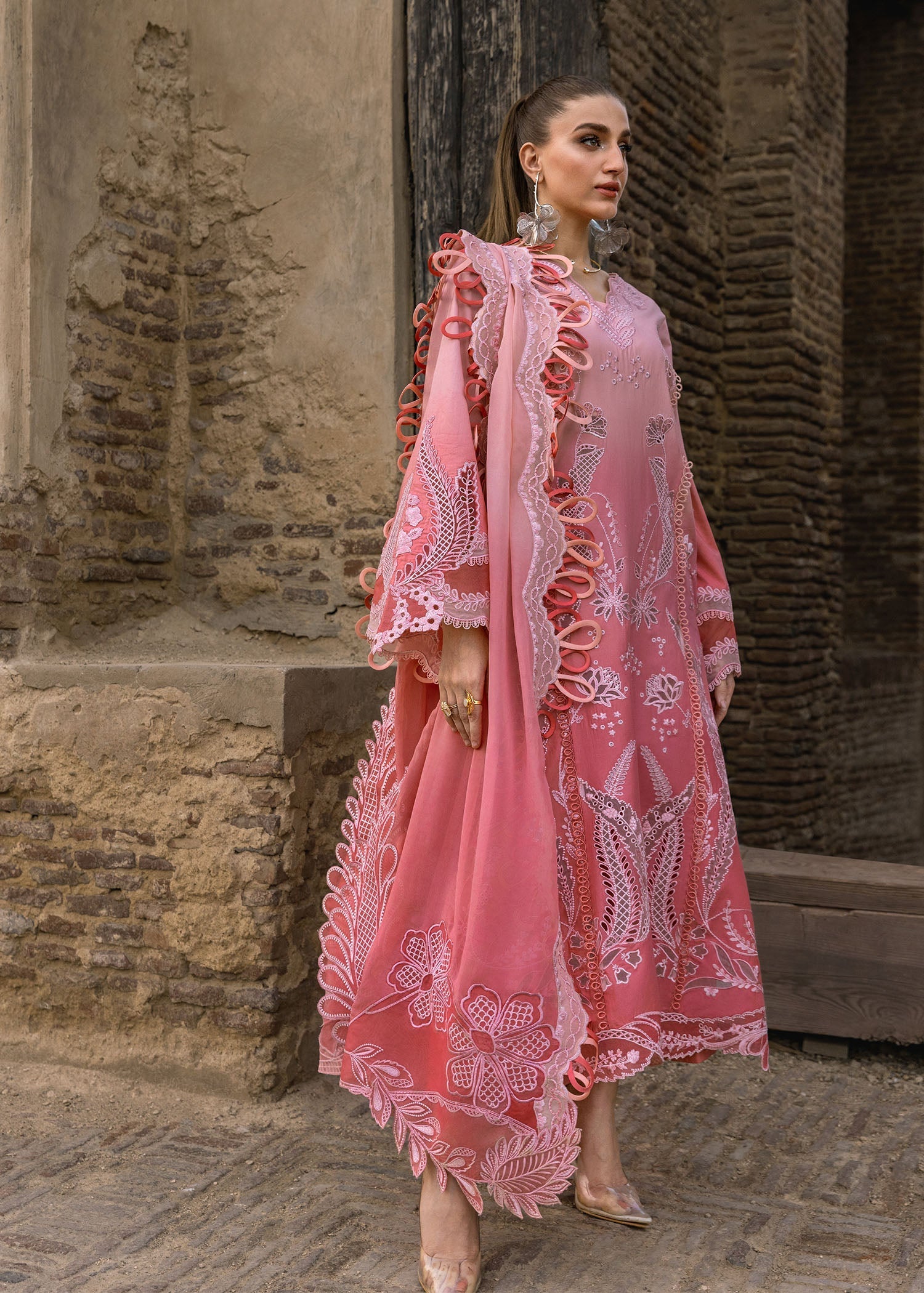 Crimson | Tasawar 25 | ALL THINGS OMBRE - D1B L Pink Organza