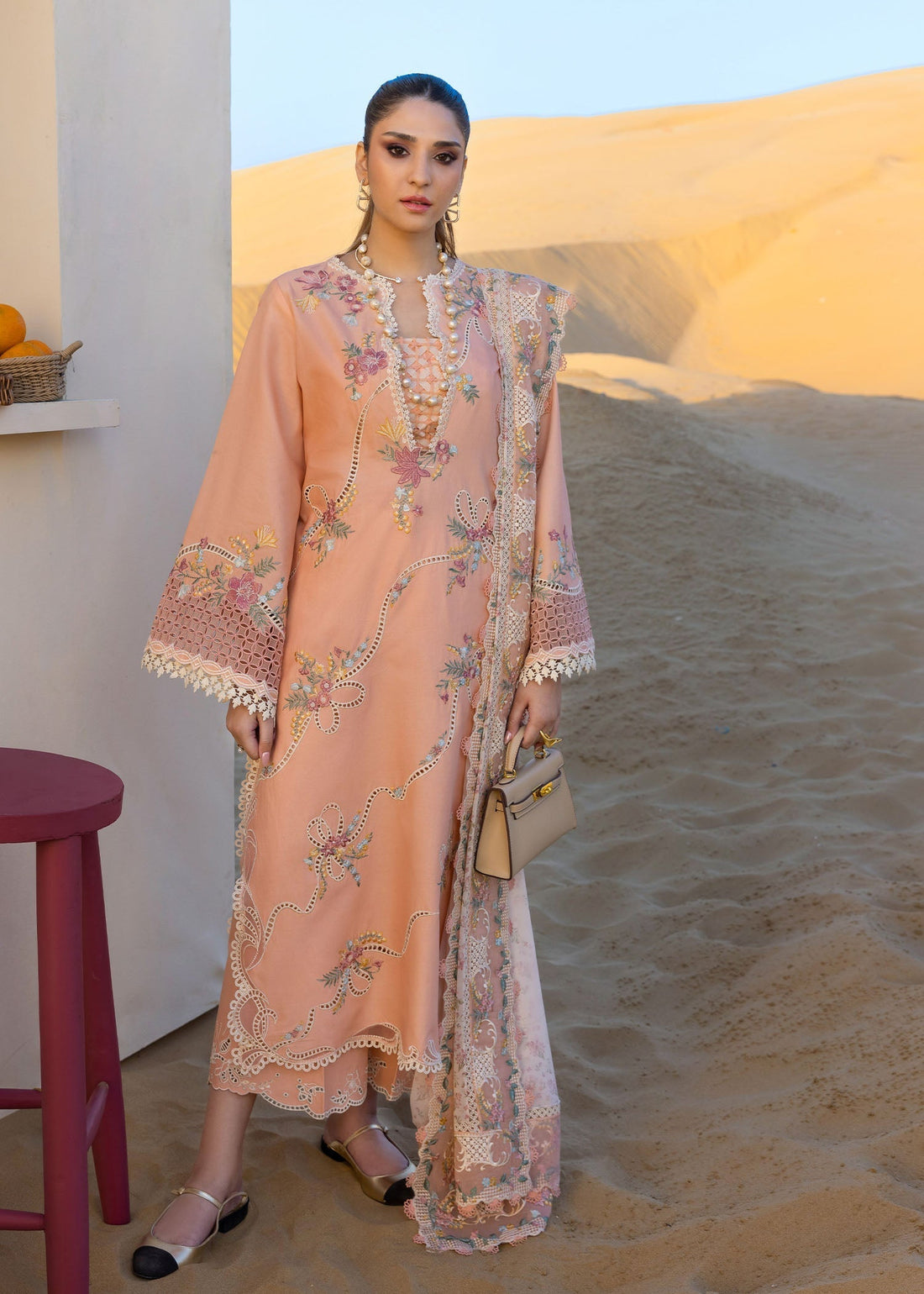 Crimson | Floe by Crimson | Twirls And Ties - D8 A XS Peach Pink Organza