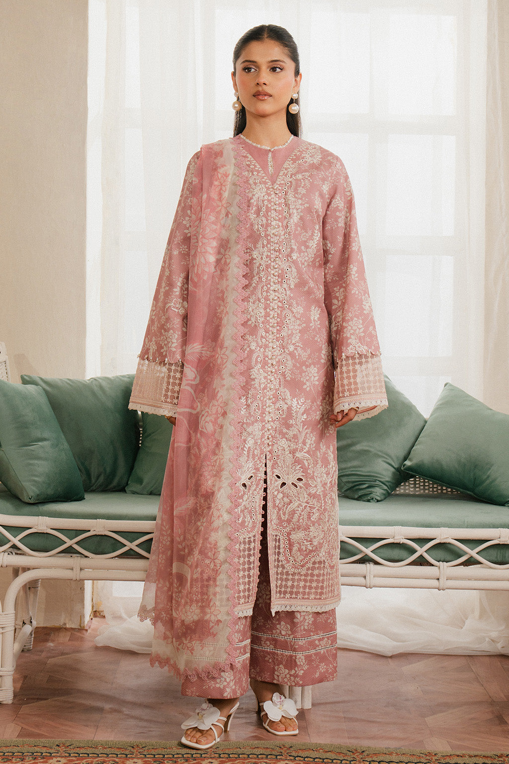 Ayzel | Armelia Printed Lawn 25 | Sylvie XS Powder Pink Lawn