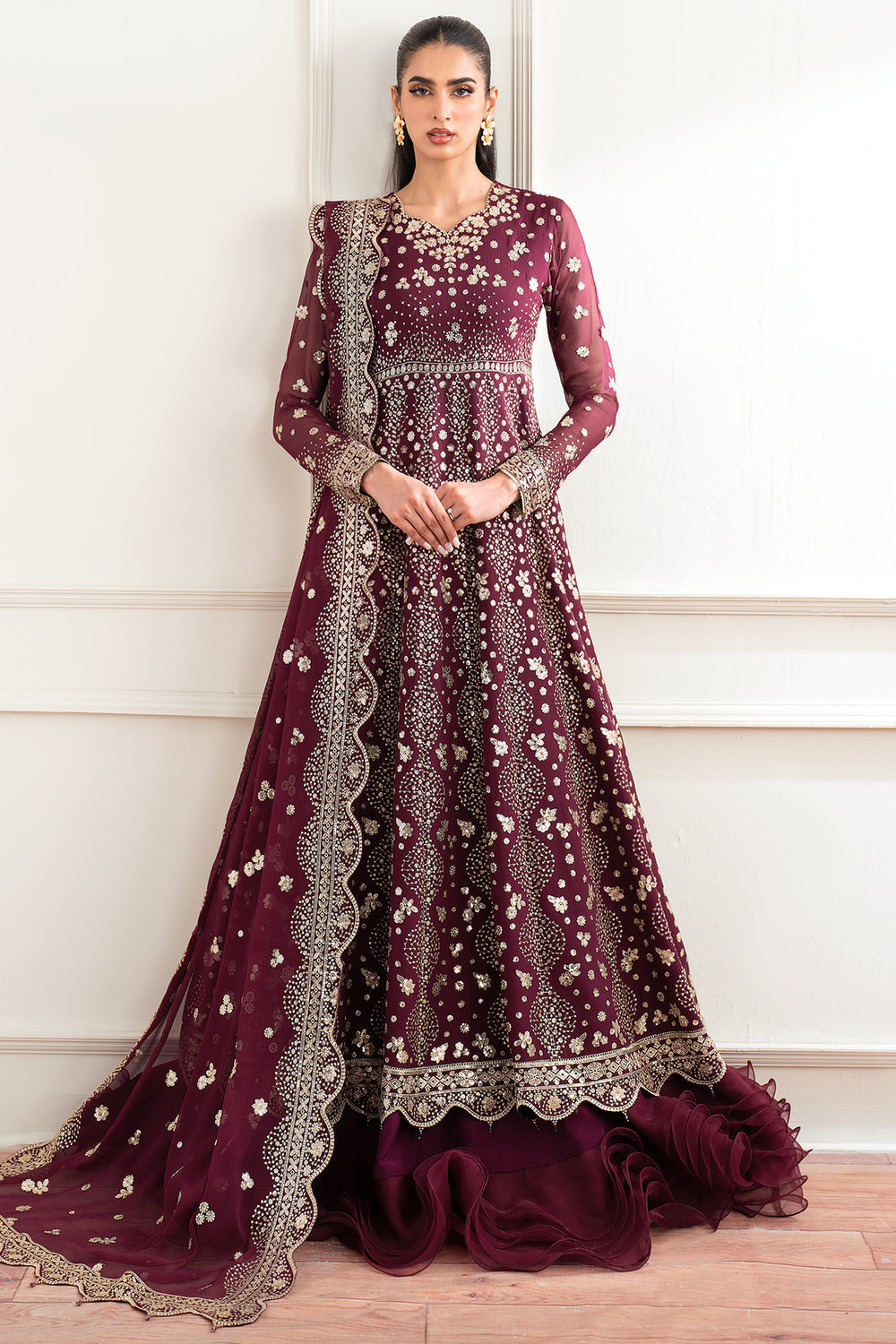 Farasha | Essence Formals 25 | Maroon Empress - Pakistani Designer Dress - by Farasha - Type : Ladies Clothes - 100% Original at Saira Sultan