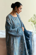 Zara Shahjahan | Coco Eid Edit | Fleuron-D6 L Light Blue Gray Lawn