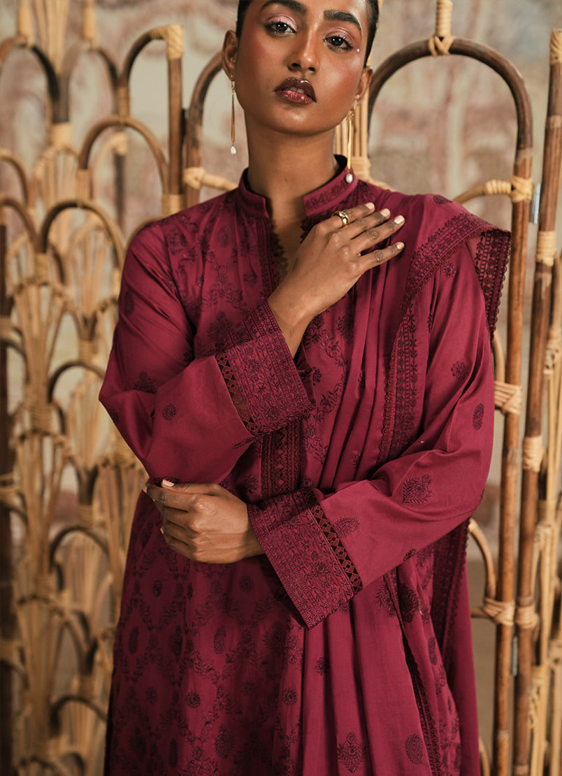 Image | Spring the Tea | ICSE-213678-12176 M Maroon Cotton