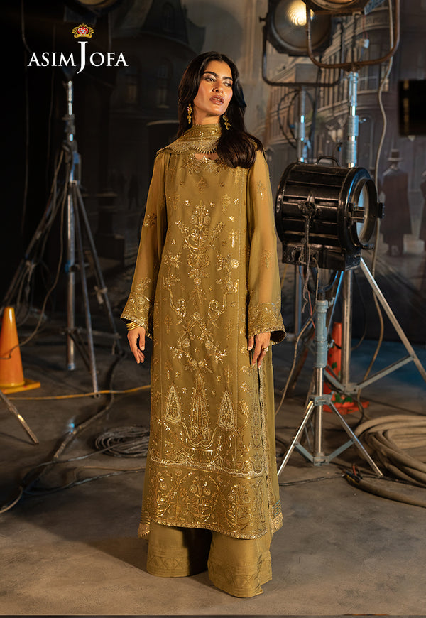 Asim Jofa | Festive Collection 25 | AJLF-15 XS mendhi Chiffon