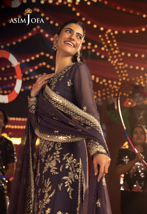 Asim Jofa | Festive Collection 25 | AJLF-01 L Dark Purple Chiffon