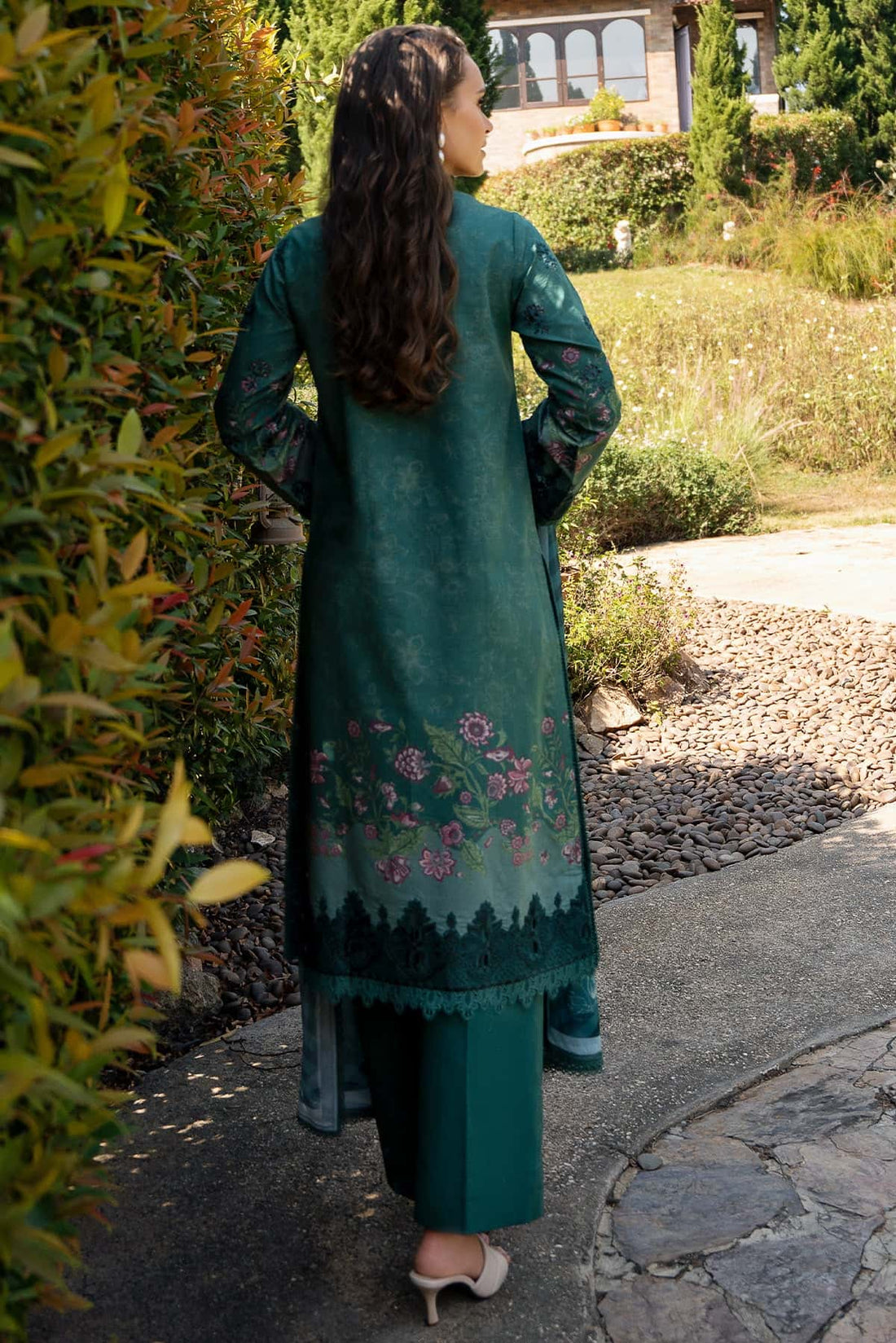 Afrozeh | Damask The Holiday Edit 25 | Opaline A XS Teal Green Lawn