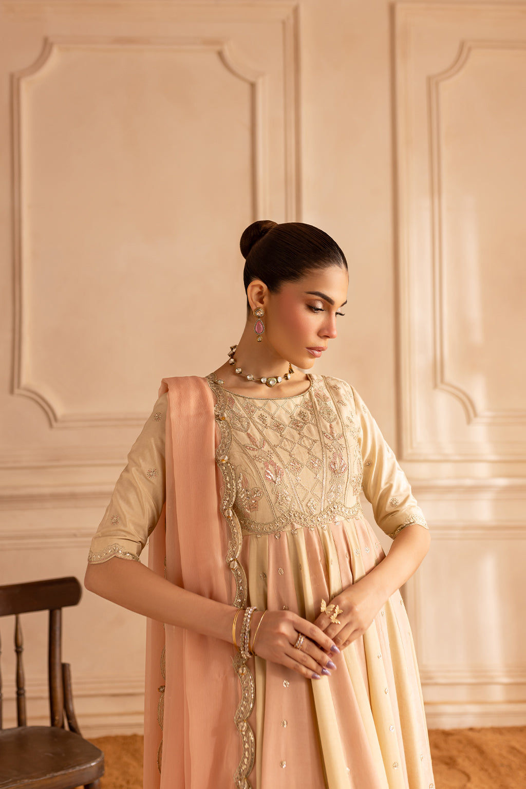 Vanya | Marlene Formals | ML-03 M Beige Silk