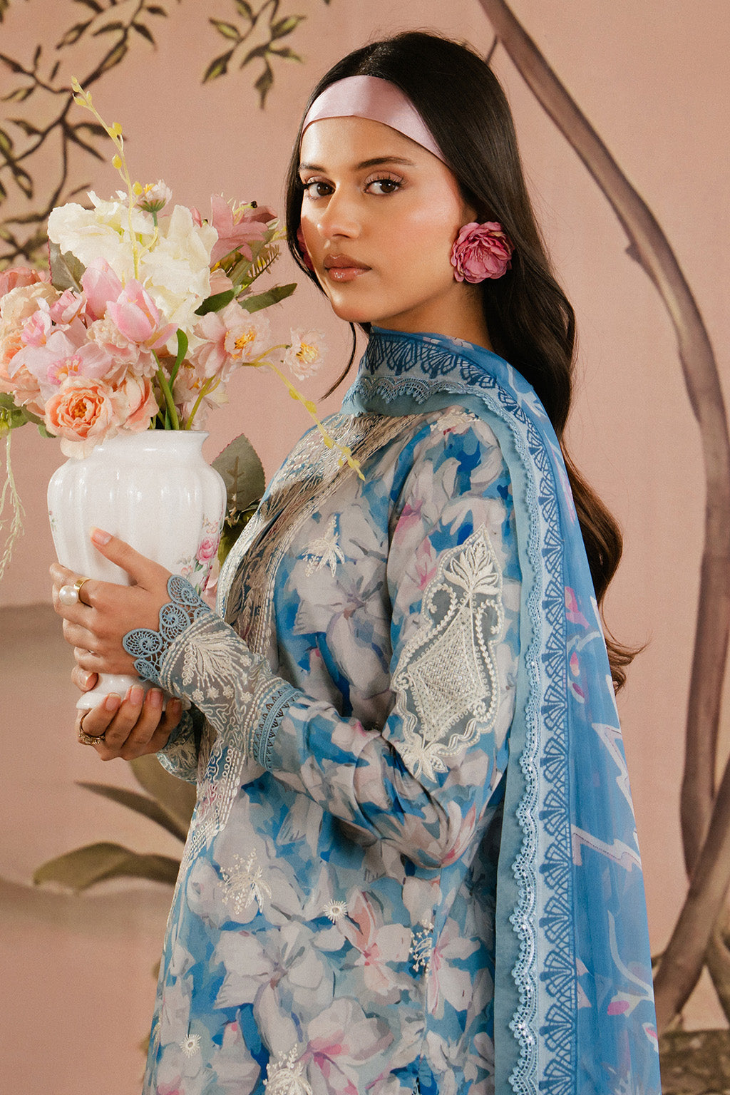 Ayzel | Armelia Printed Lawn 25 | Scilla L Aqua Lawn