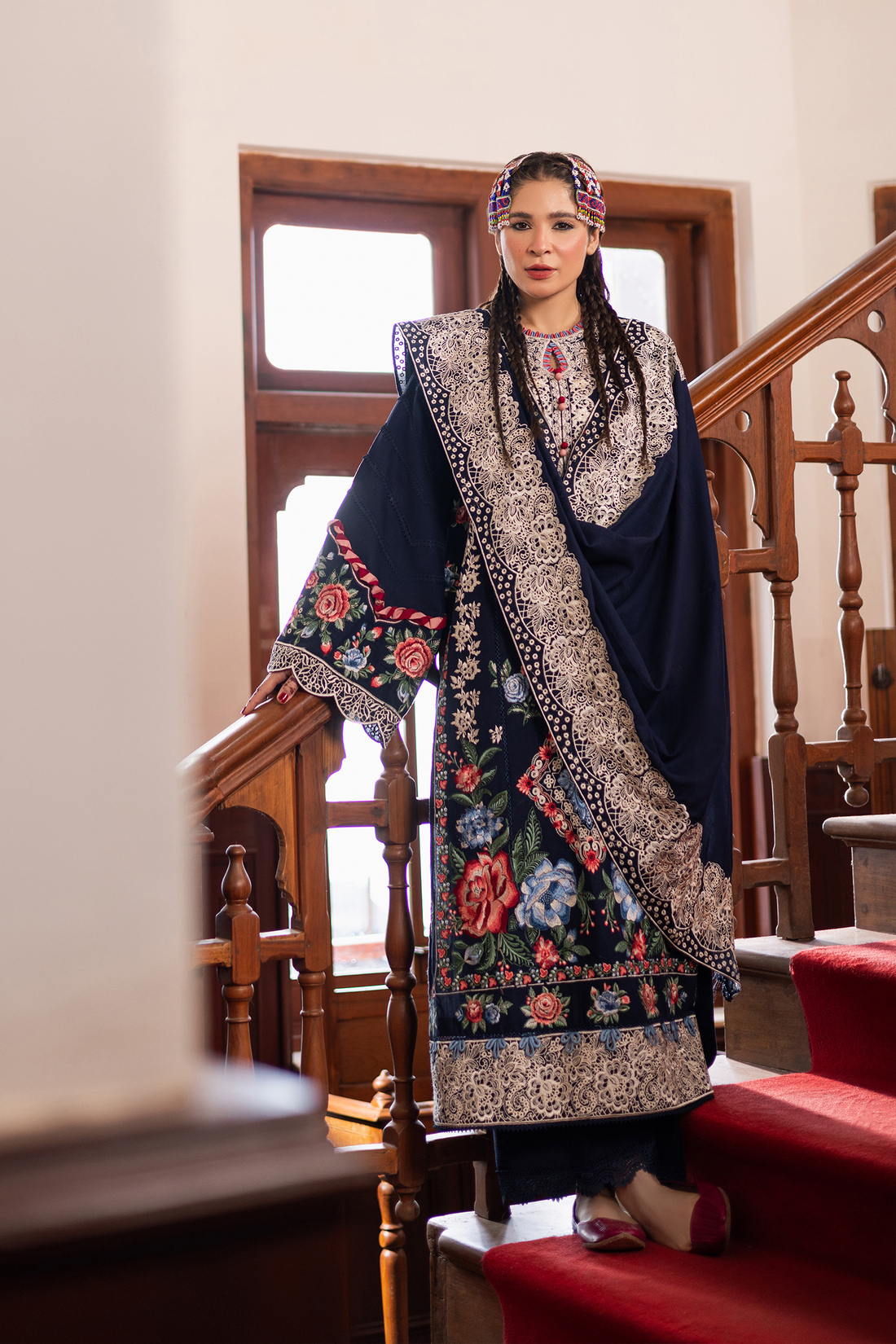 Maryam Hussain | Silk Edit | Evening XS Navy Blue Khaddar