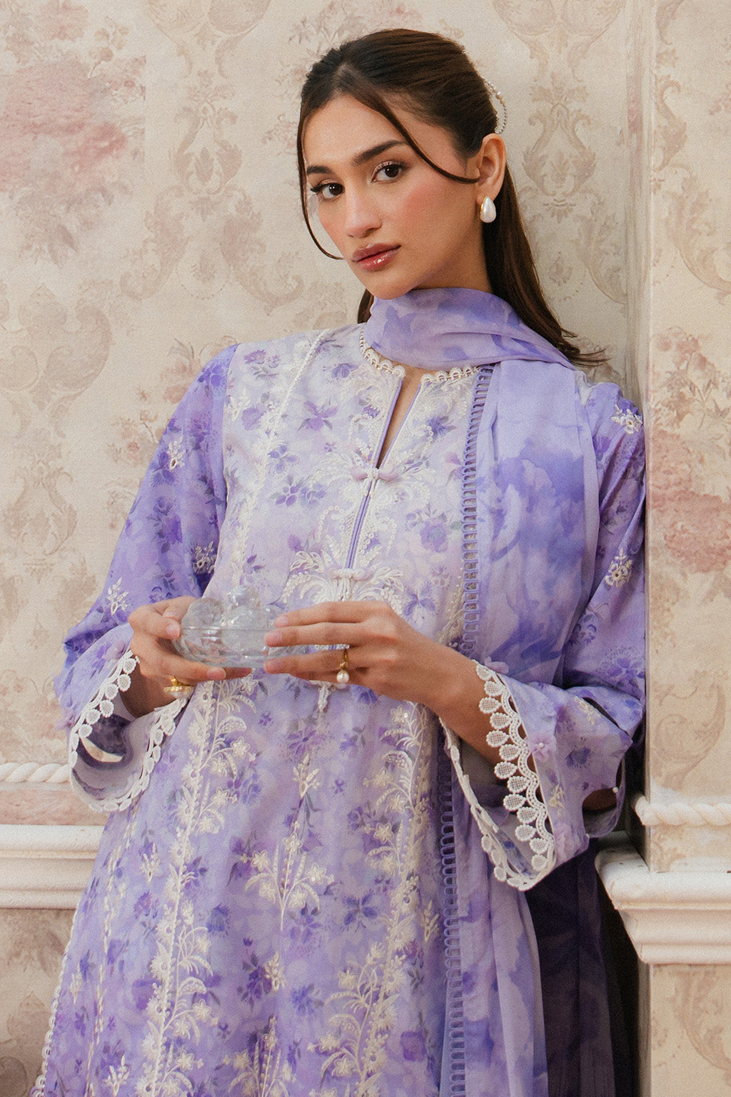 Ayzel | Armelia Printed Lawn 25 | Delilah M Lilac Lawn