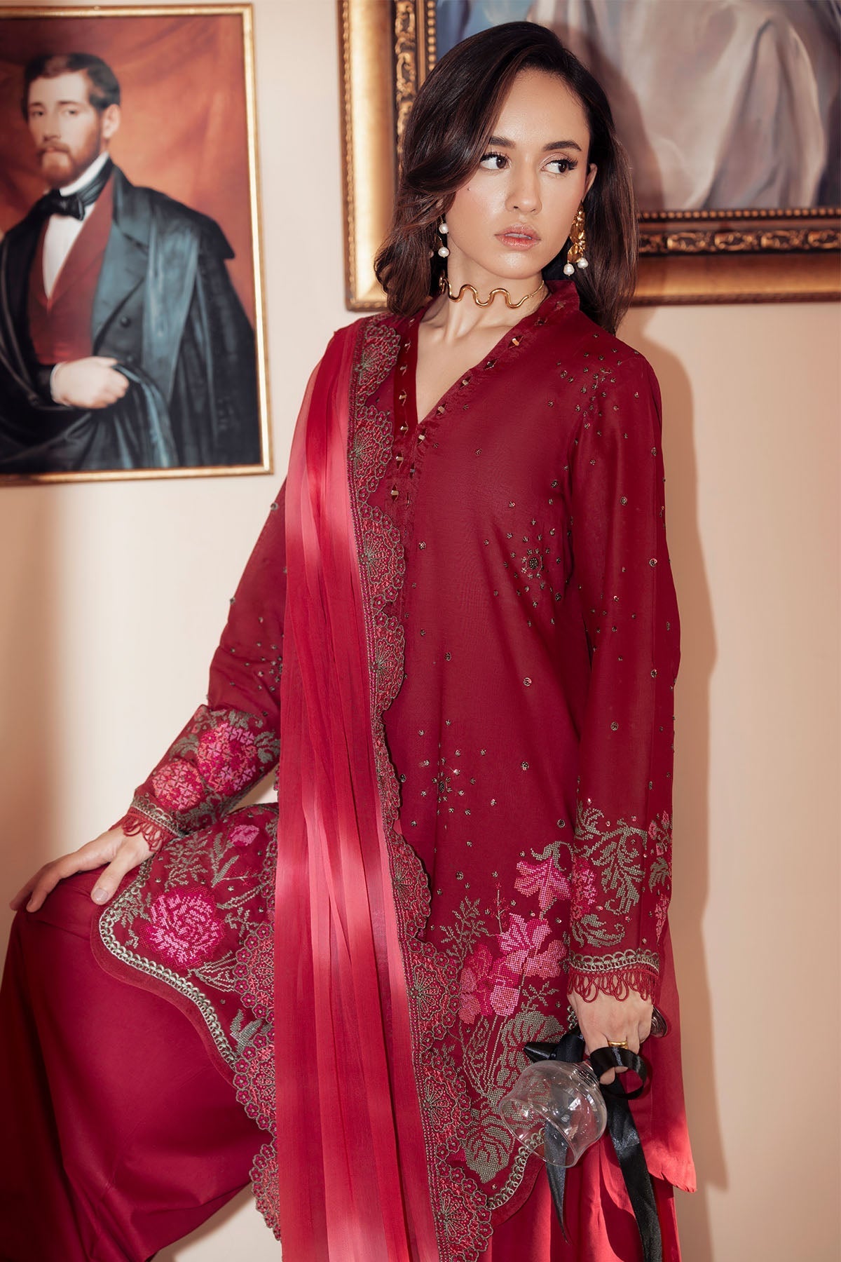 Nureh | Feya Eid Collection | FE-07 L Carmine Lawn