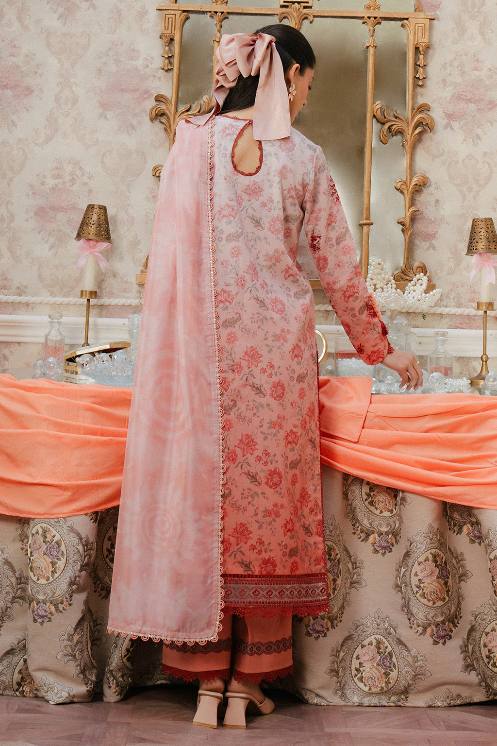 Ayzel | Armelia Printed Lawn 25 | Ayla XS Salmon Pink Lawn