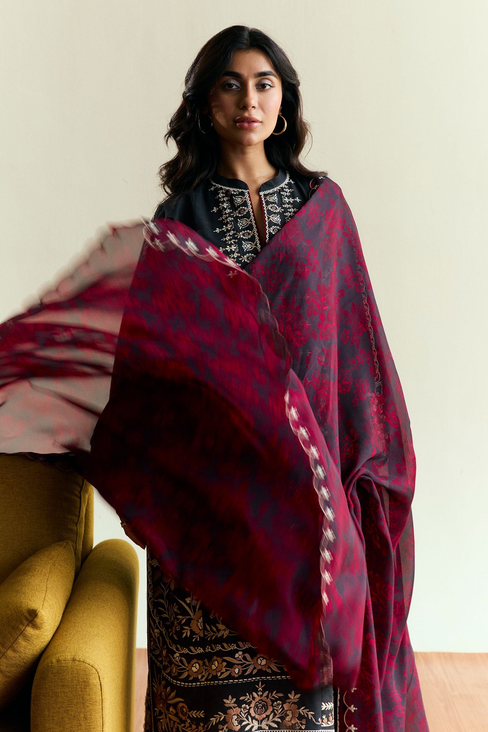 Zara Shahjahan | Coco Eid Edit | Velour-D2 M Black Jacquard