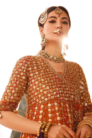 Maria B | Bridal Formals | Manar M Rust Pure Organza