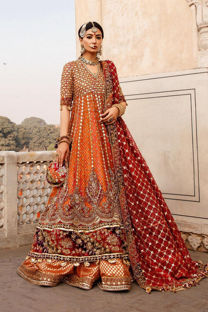 Maria B | Bridal Formals | Manar XS Rust Pure Organza