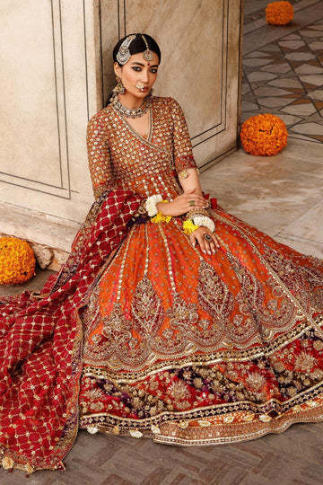 Maria B | Bridal Formals | Manar XL Rust Pure Organza