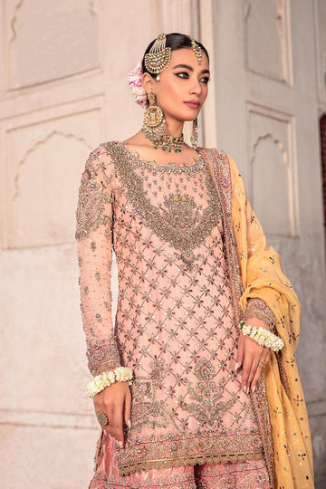 Maria B | Bridal Formals | Orit M Peach Pink Pure Organza