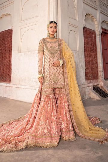 Maria B | Bridal Formals | Orit L Peach Pink Pure Organza