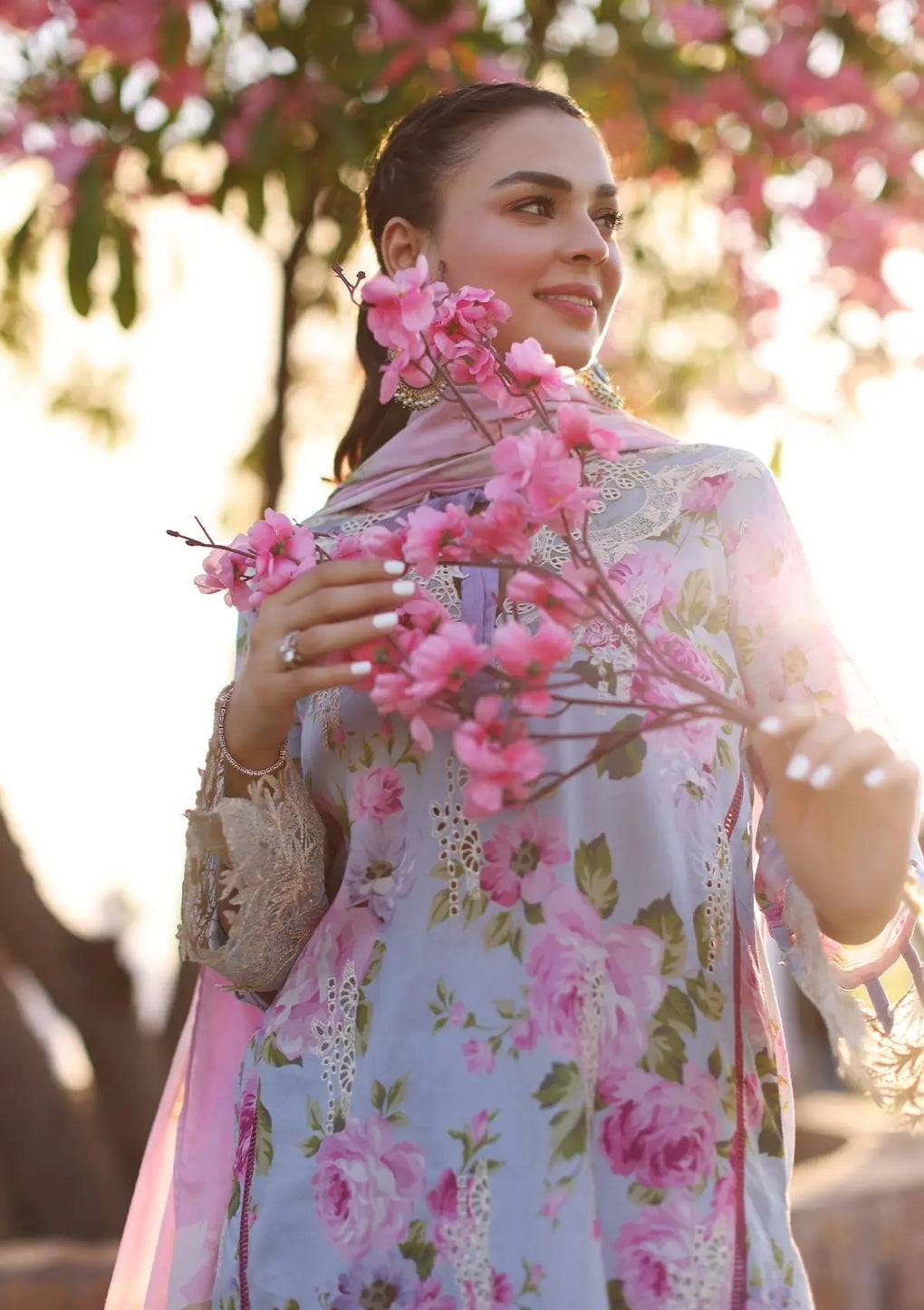 Elaf Premium | Prints Chikankari 24 | 04A OCEAN BLOSSOMS - Pakistani Designer Dress - by Elaf Premium | Type: Luxury - 100% Original at Saira Sultan