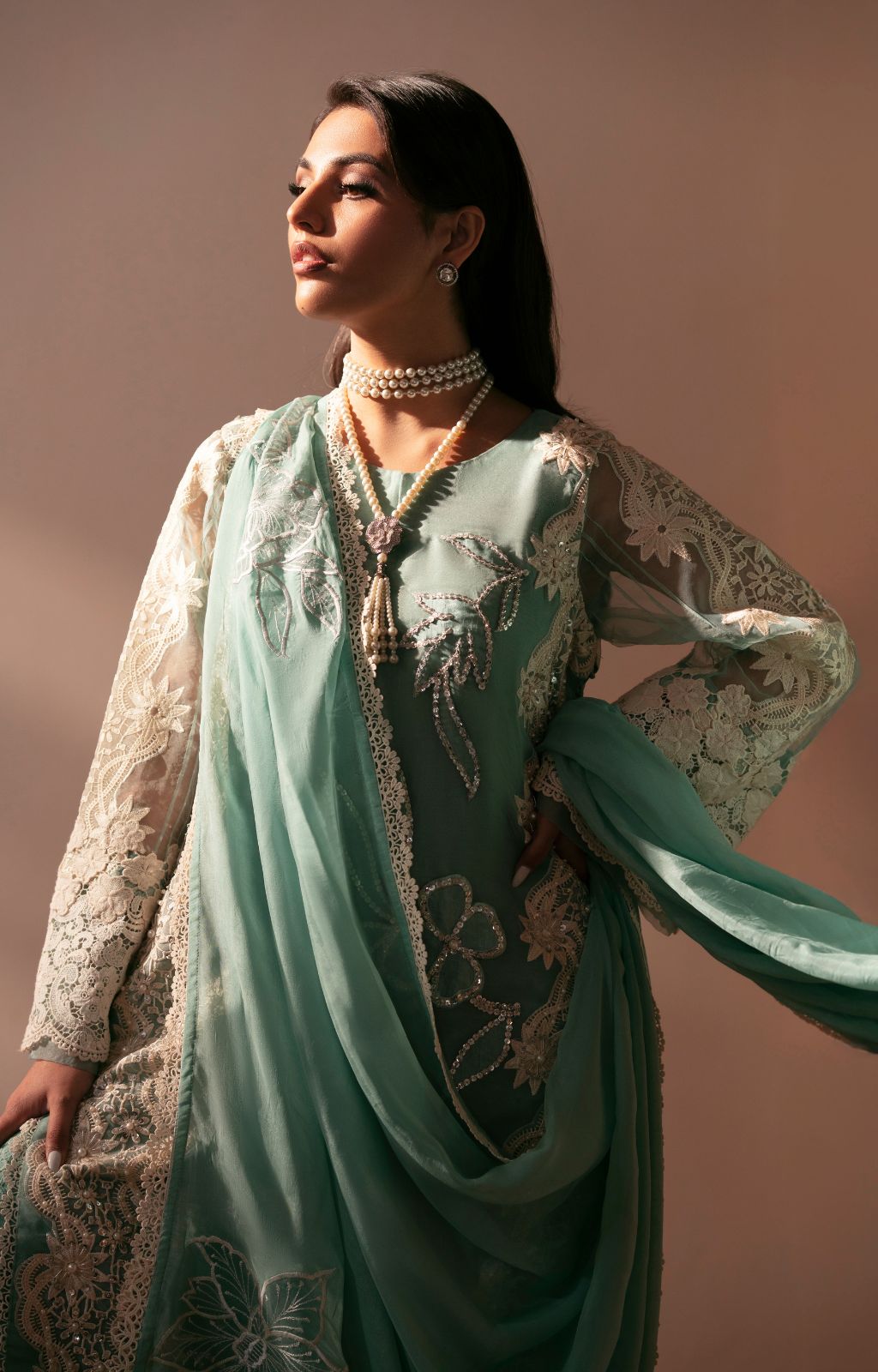 Ajr Couture | Symphony Luxe Festive 25 | Ember XL Aqua Organza