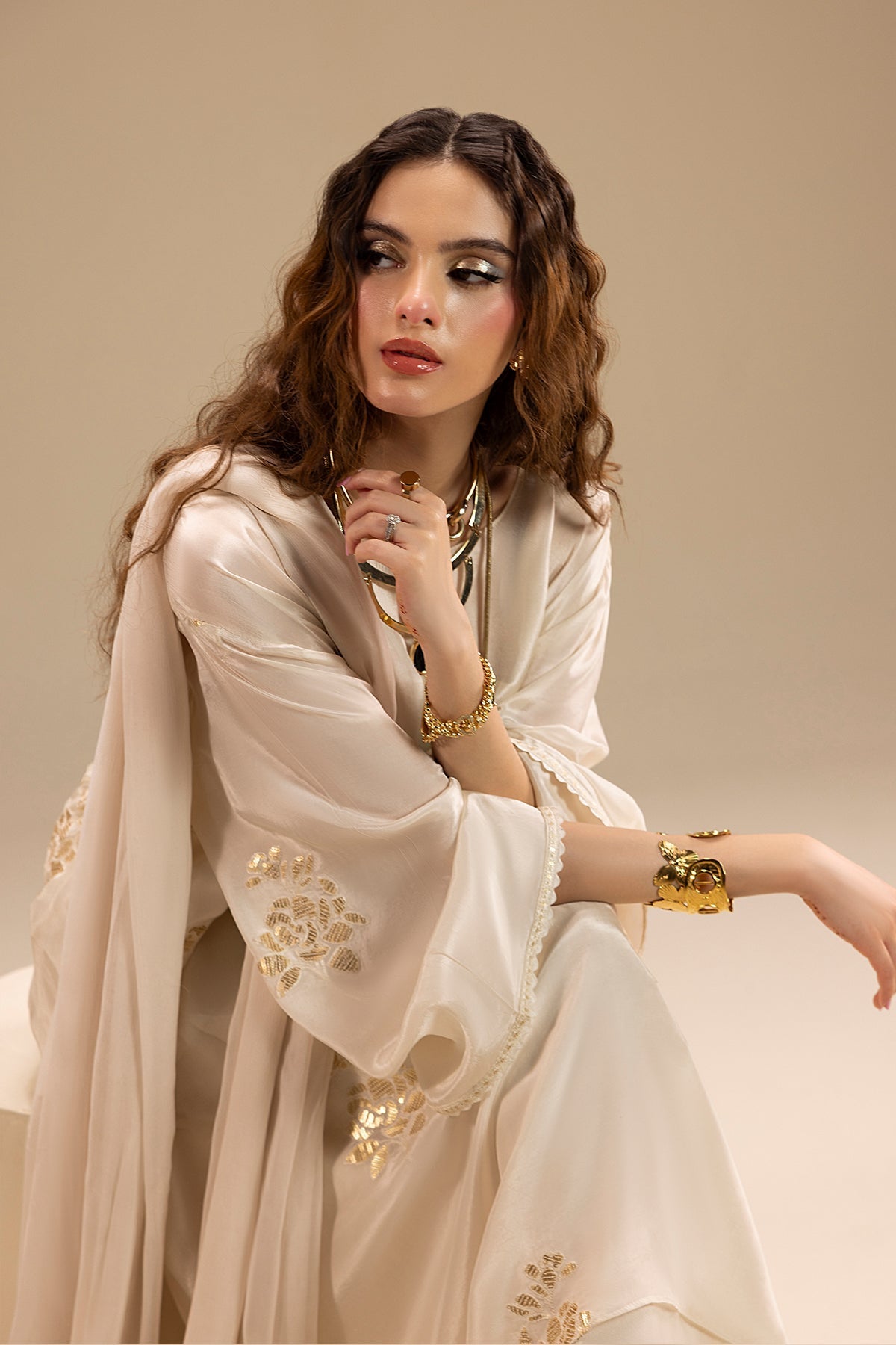 Erum Khan | Lillia Summer Edit | Moon Pearl L Off White Silk