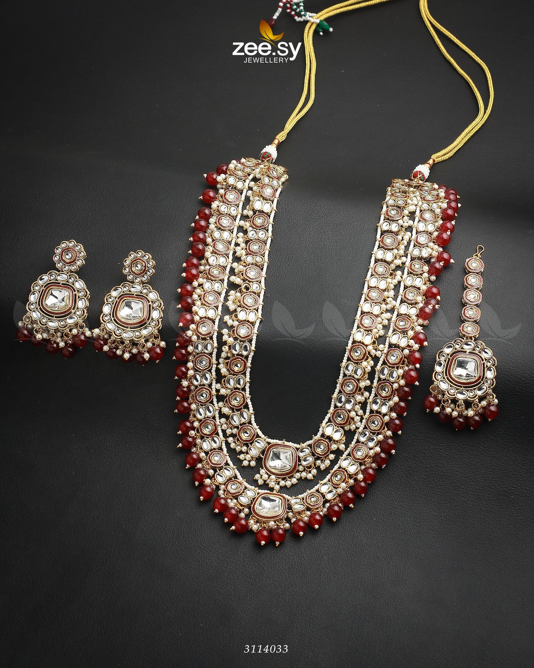 Acacia Malla Necklace Set Red