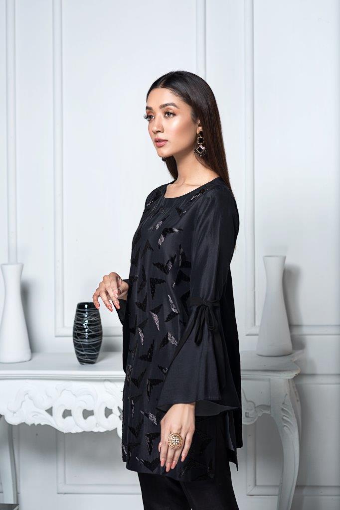 Hana | Eclectic Ready to Wear | Midnight Raven L Black Raw Silk