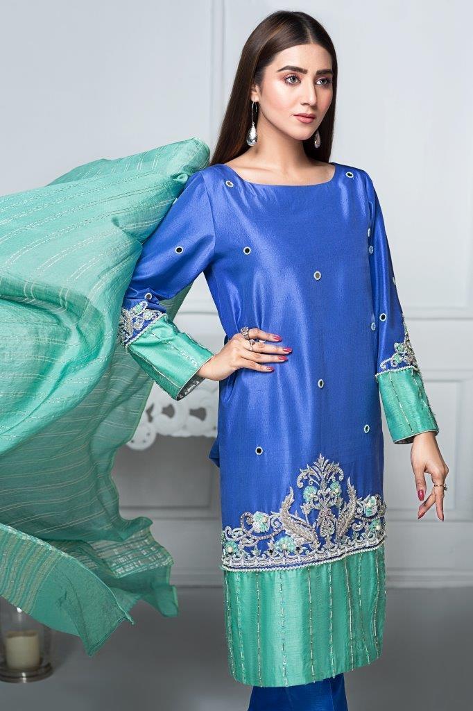 Hana | Eclectic Ready to Wear | Sapphire Twinkle L Blue Raw Silk