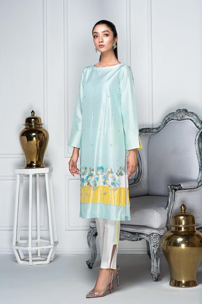 Hana | Eclectic Ready to Wear | Blue Lagoon XS Ice Blue Raw Silk
