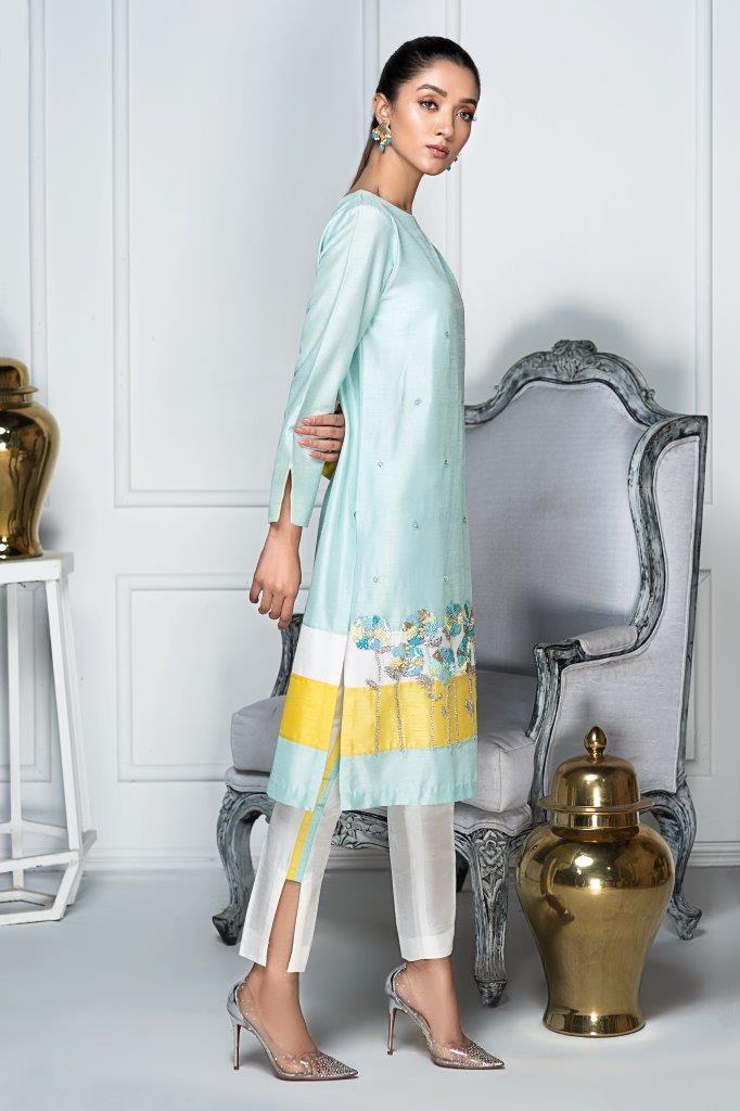 Hana | Eclectic Ready to Wear | Blue Lagoon XS Ice Blue Raw Silk