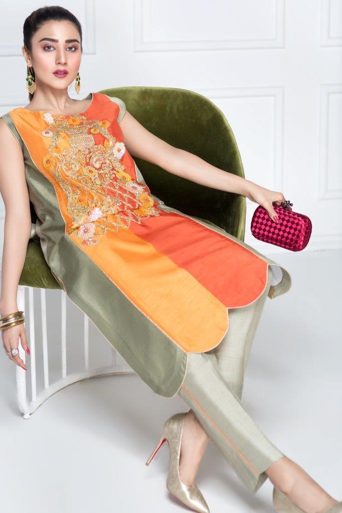 Hana | Eclectic Ready to Wear | Hunter's Green XL Multi Raw Silk