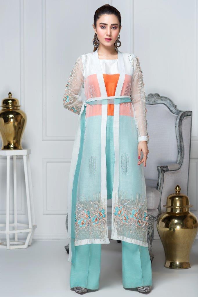 Hana | Eclectic Ready to Wear | Aqua Marine XS Multi Organza Silk