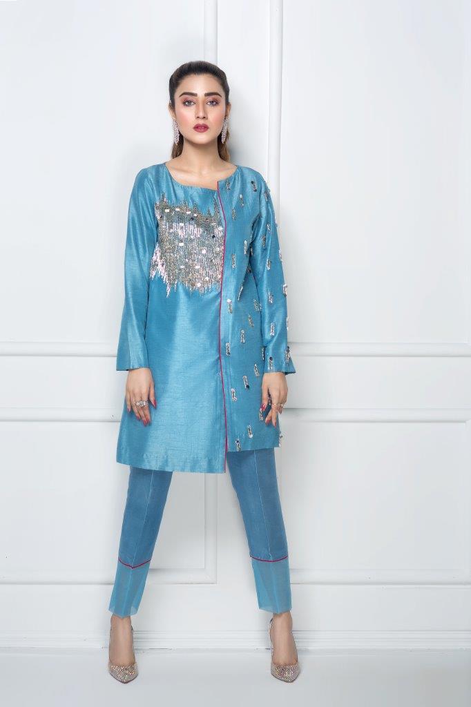 Hana | Eclectic Ready to Wear | Cerulian Spark XS Teal Raw Silk