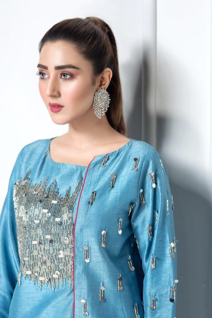 Hana | Eclectic Ready to Wear | Cerulian Spark M Teal Raw Silk