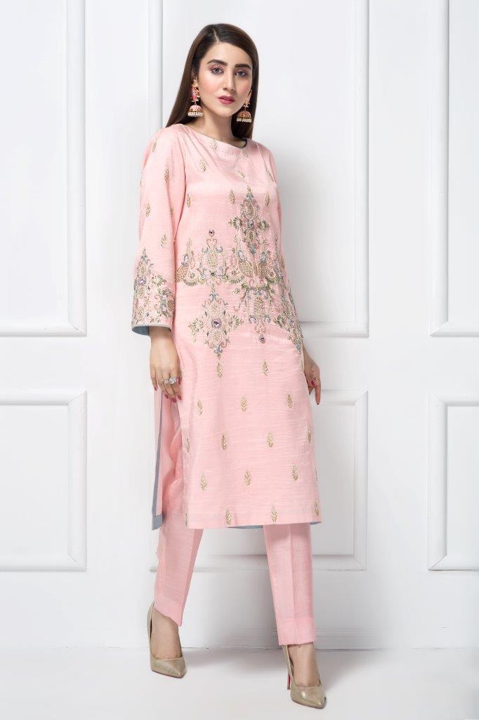 Hana | Eclectic Ready to Wear | Pink Vine L Light Pink Raw Silk