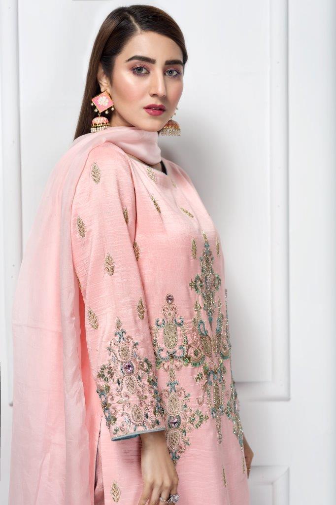 Hana | Eclectic Ready to Wear | Pink Vine M Light Pink Raw Silk