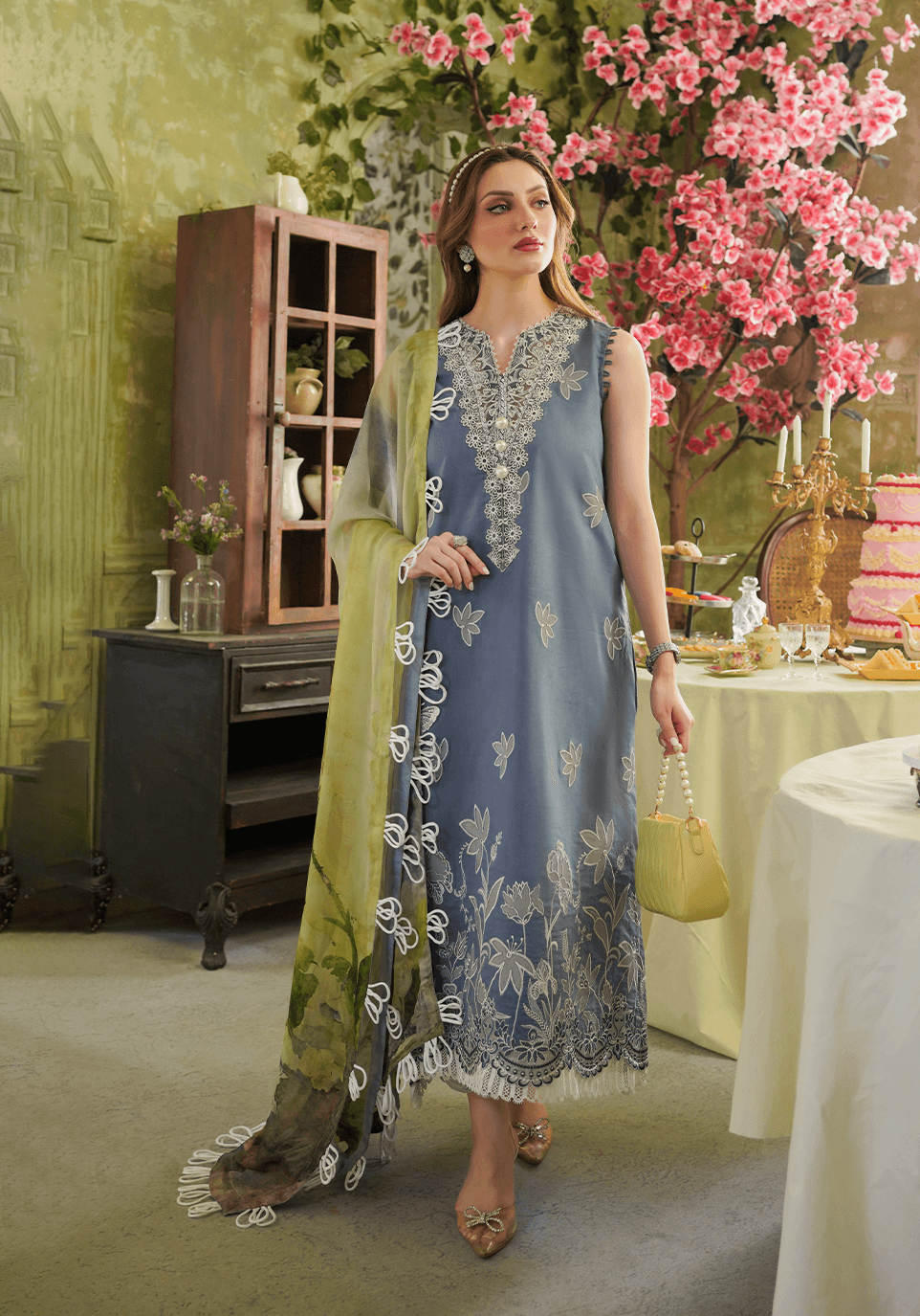 Zarqash | Tresor Luxury Lawn 24 | ZQT 004 THISTLE - Pakistani Designer Dress - by Zarqash | Type: Luxury - 100% Original at Saira Sultan