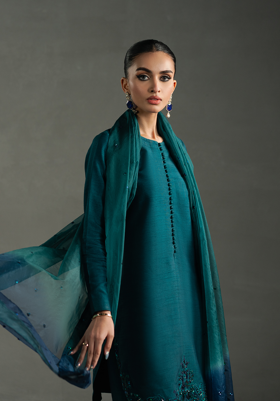 Zarqash | Silk Edit | ZQS 015 ELOISE L Dark Teal Blue Raw Silk