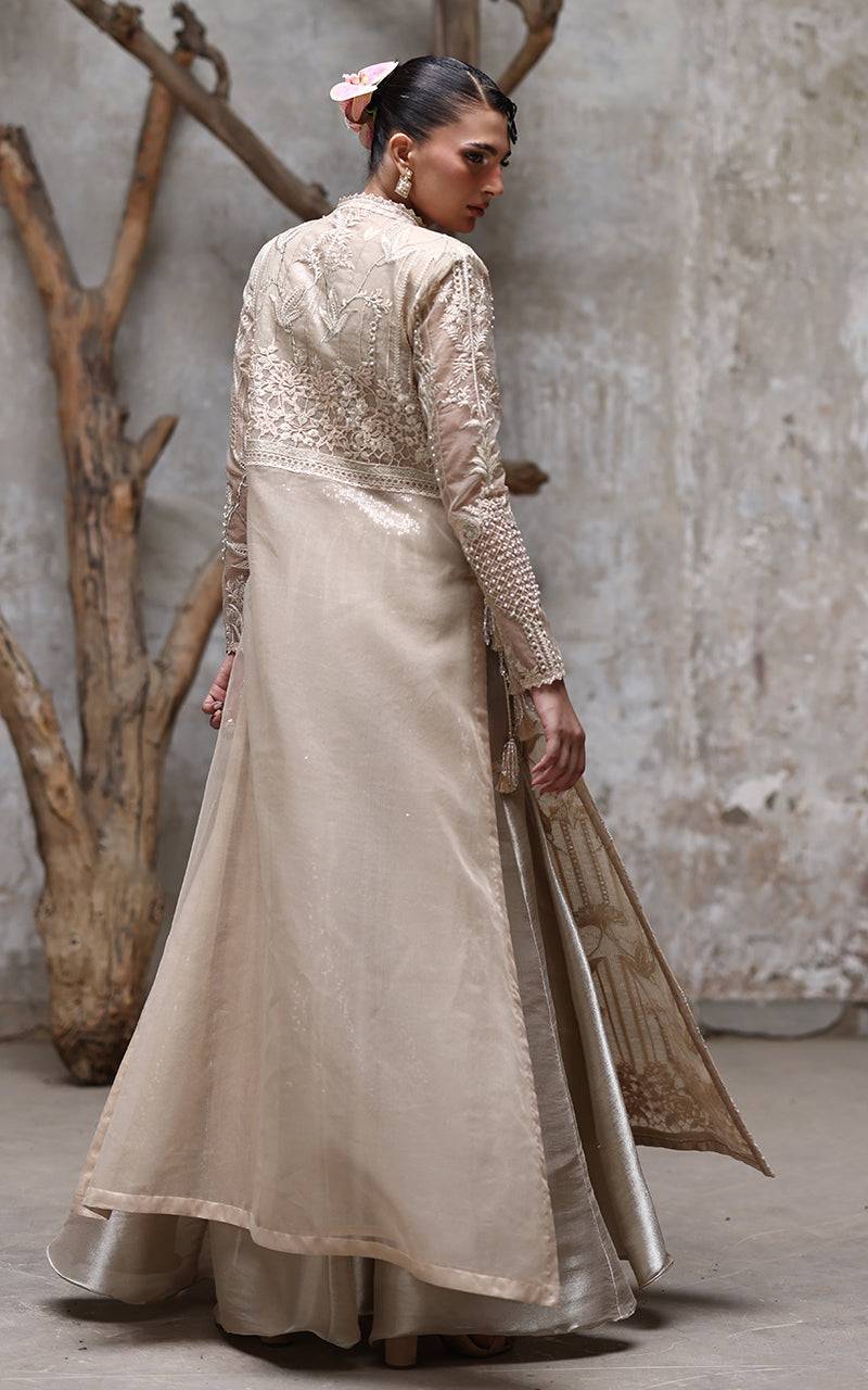 Threads and Motifs | Formal Dresses 25 | NET EMBROIDERED JACKET WITH GHARARA - Pakistani Designer Dress - by Threads and Motifs - Type : Ladies Clothes - 100% Original at Saira Sultan