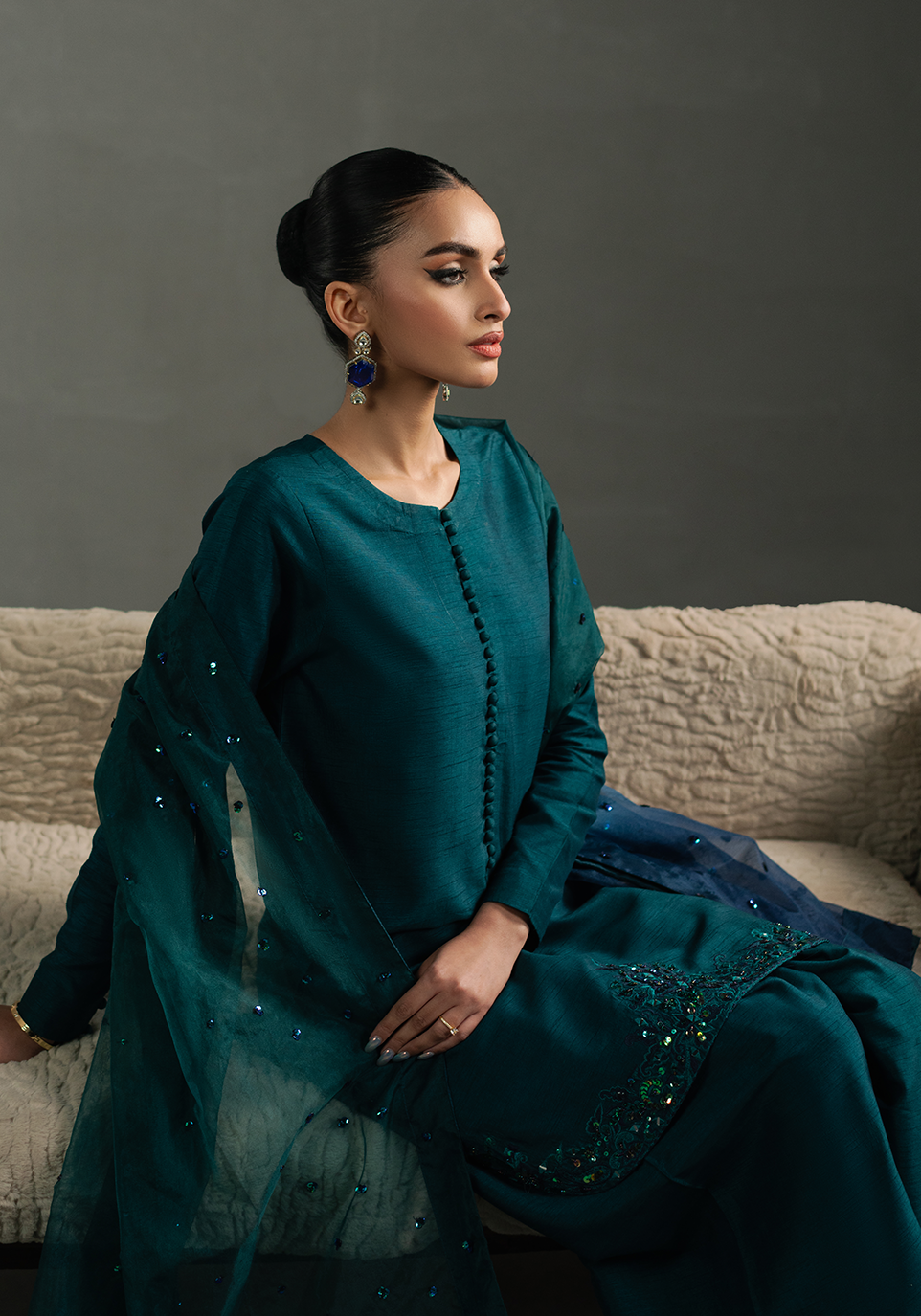 Zarqash | Silk Edit | ZQS 015 ELOISE XL Dark Teal Blue Raw Silk