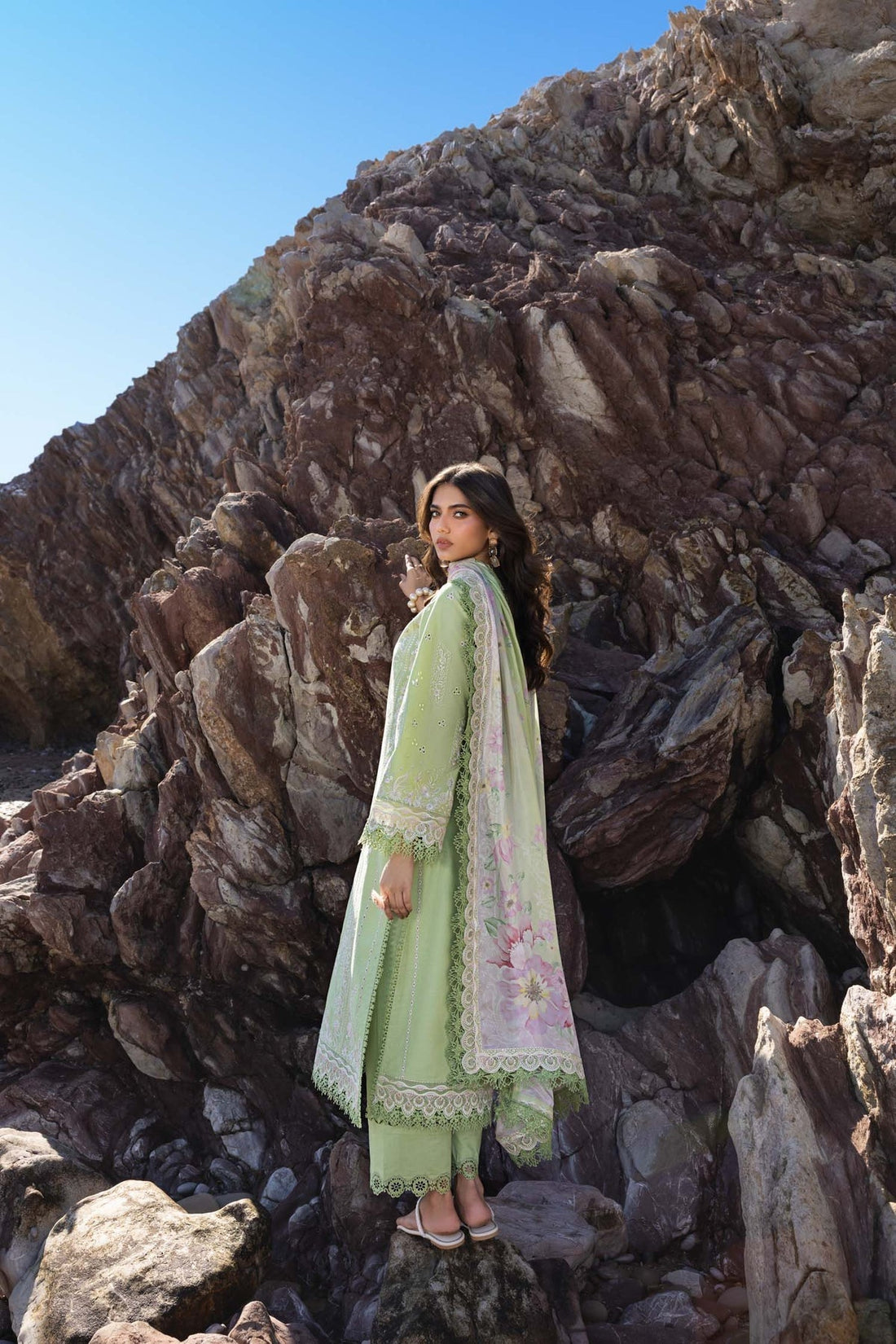 Akbar Aslam | Mare Lawn Edit 25 | Faye S Apple Green Lawn
