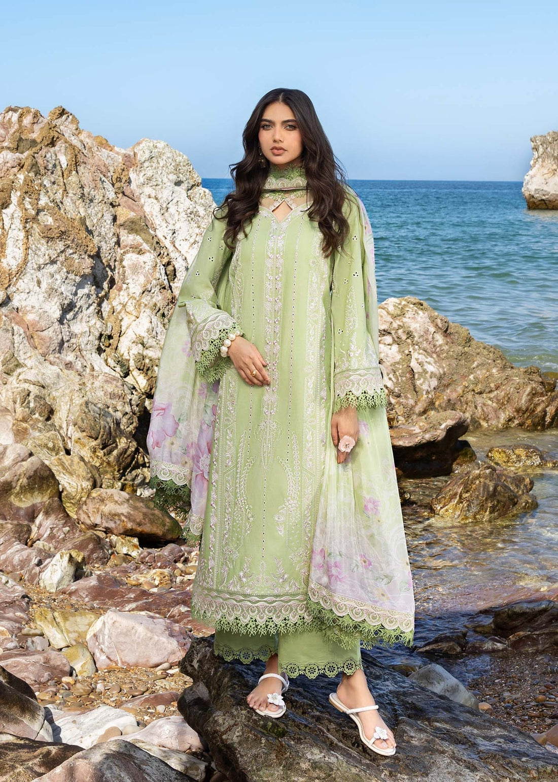 Akbar Aslam | Mare Lawn Edit 25 | Faye S Apple Green Lawn
