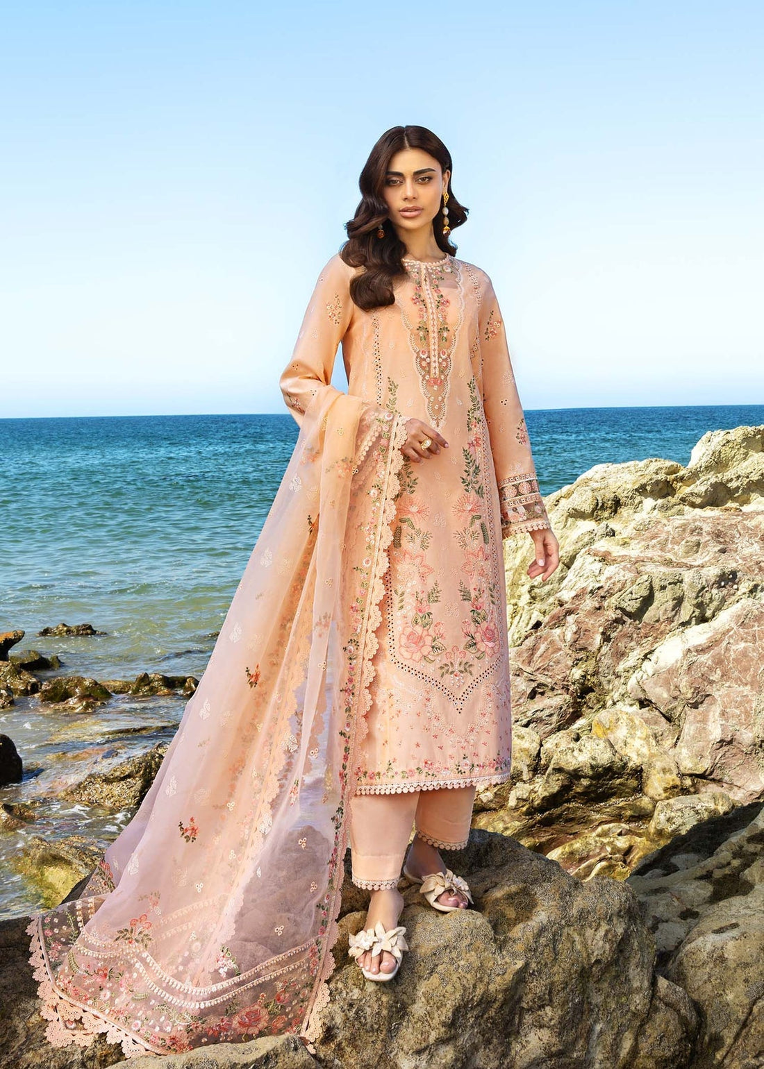 Akbar Aslam | Mare Lawn Edit 25 | Veyra S Peach Lawn