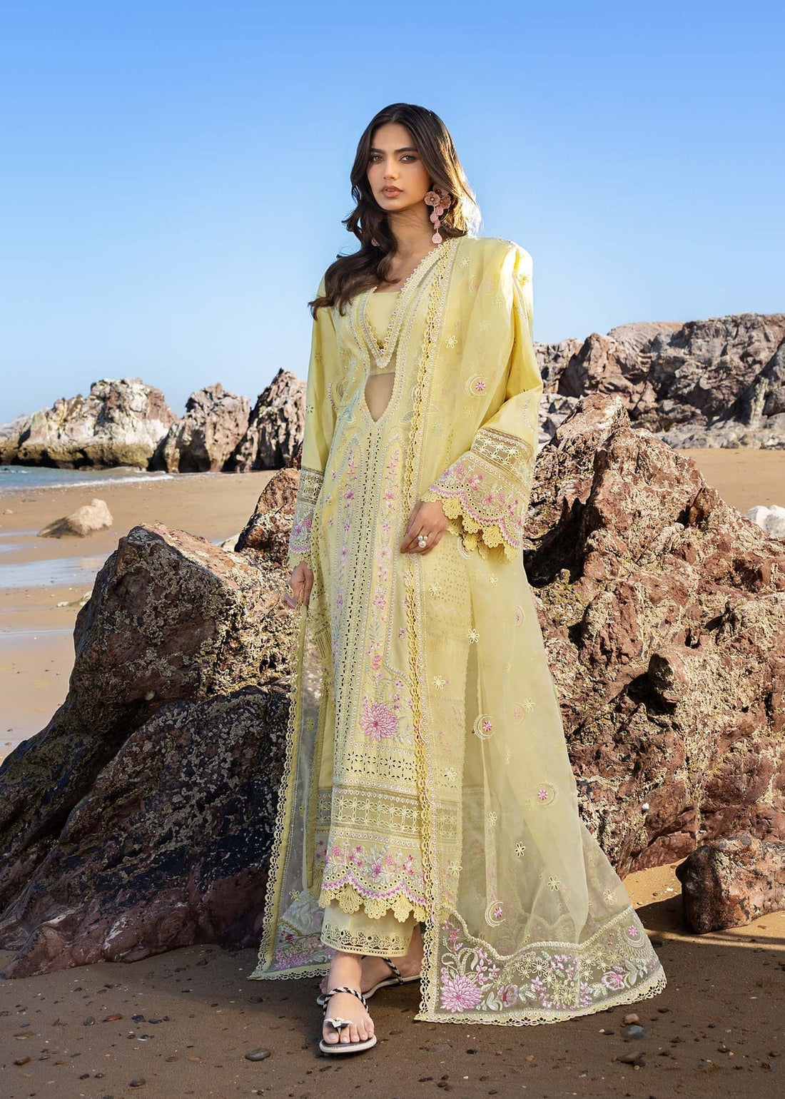 Akbar Aslam | Mare Lawn Edit 25 | Solara XS Pale Yellow Lawn