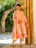 Roheenaz | Ethereal Bloom Lawn 25 | Zaria XS Peach Pink Printed lawn