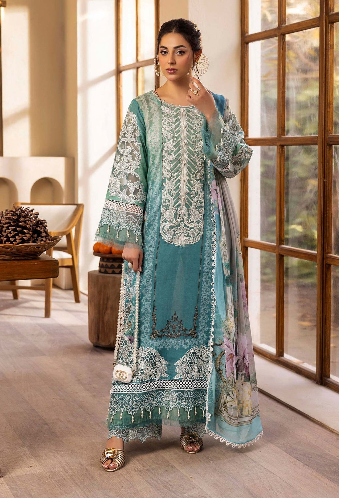Adans Libas | Chantelle Print Lawn | CHANTELLE 99954 XS Eucalyptus Green Lawn