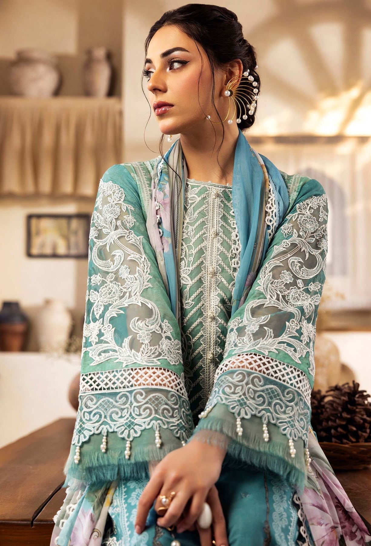 Adans Libas | Chantelle Print Lawn | CHANTELLE 99954 L Eucalyptus Green Lawn