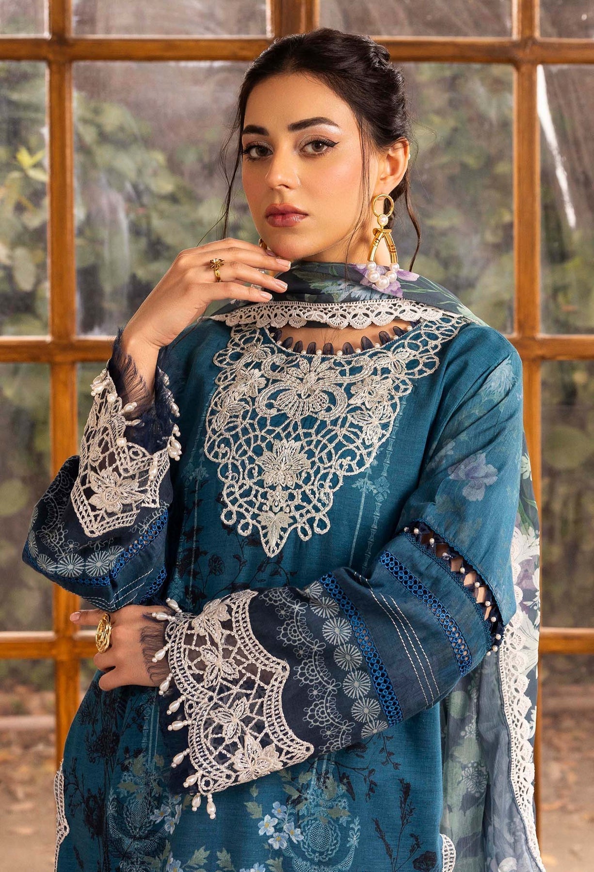 Adans Libas | Chantelle Print Lawn | CHANTELLE 99952 M Teal Blue Lawn