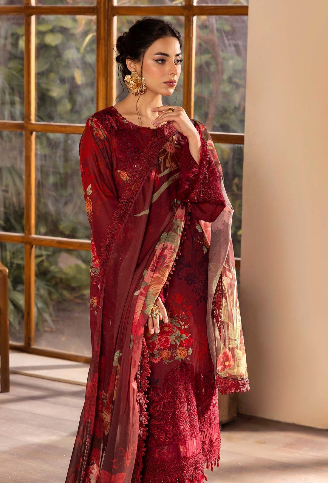 Adans Libas | Chantelle Print Lawn | CHANTELLE 99950 XS Blood Red Lawn